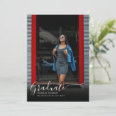 Elegant Black Shadow 3 Casual Photo Afstuderen Kaart (Staand voorkant)