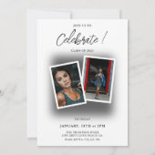 Elegant Black Shadow 3 Casual Photo Afstuderen Kaart (Achterkant)