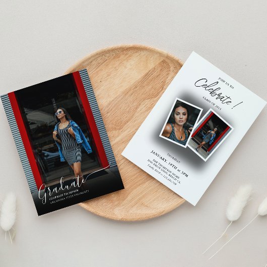 Elegant Black Shadow 3 Casual Photo Afstuderen Kaart