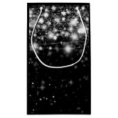 Elegant Black Shimmering Stars Merry Kerstmis Klein Cadeauzakje (Achterkant)