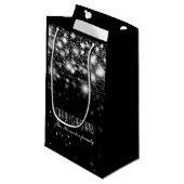 Elegant Black Shimmering Stars Merry Kerstmis Klein Cadeauzakje (Voorkant Gekanteld)