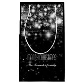Elegant Black Shimmering Stars Merry Kerstmis Klein Cadeauzakje (Voorkant)