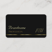 Elegant Black Shimmery Gold Stripes met monogram Visitekaartje (Voorkant)