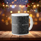 Elegant Black Shiny Merry  kerstfeest Grote Koffiekop