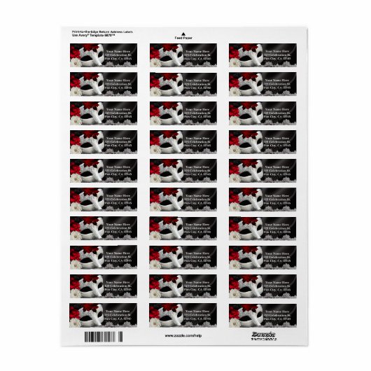 Elegant Black Silk Floral & Lace Masquerade Party Etiket (Full Sheet)