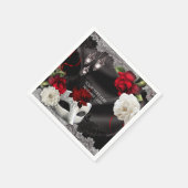 Elegant Black Silk Floral & Lace Masquerade Party Servetten (Hoek)