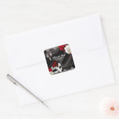 Elegant Black Silk Floral & Lace Masquerade Party Vierkante Sticker (Envelop)