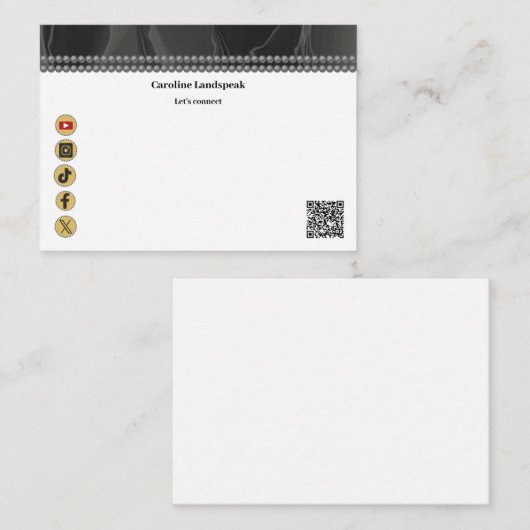 Elegant Black Silk, Social Media & QR Code Notitiekaartje (Voorkant / Achterkant)