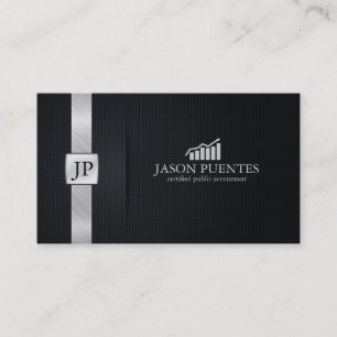 Elegant Black & Silver Accounting met Graph Logo Visitekaartje