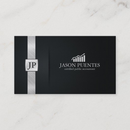 Elegant Black & Silver Accounting met Graph Logo Visitekaartje (Voorkant)