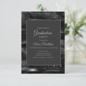 Elegant Black Silver Afstuderen Kaart (Staand voorkant)