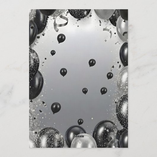 Elegant Black Silver Balloons Retirement Party Kaart (Achterkant)