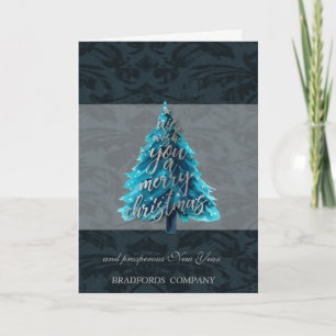 Elegant Black Silver Blue-kerstboom, bedrijf Feestdagen Kaart