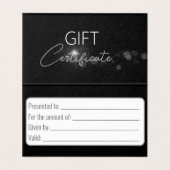 Elegant Black Silver Bow Classy Luminous Gift Card Kaart (Binnenkant ongevouwen)