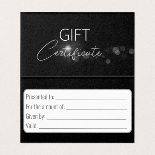 Elegant Black Silver Bow Classy Luminous Gift Card Kaart (Binnenkant ongevouwen)
