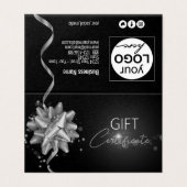 Elegant Black Silver Bow Classy Luminous Gift Card Kaart (Buitenkant ongevouwen)