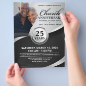 Elegant Black & Silver Church Anniversary Flyer (Hand)