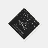 Elegant Black Silver Confetti 80th Birthday Party Servet (Hoek)