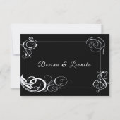 Elegant Black Silver Curls Wedding Dinner Choice RSVP Kaartje (Achterkant)