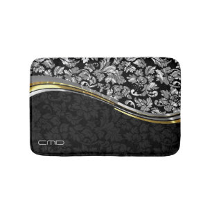 Elegant Black & Silver Damascus Gold-accessoires Badmat