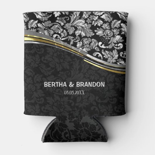 Elegant Black & Silver Damascus Gold-accessoires Blikjeskoeler (Voorkant)