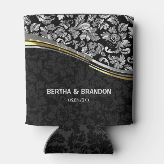 Elegant Black & Silver Damascus Gold-accessoires Blikjeskoeler (Achterkant)