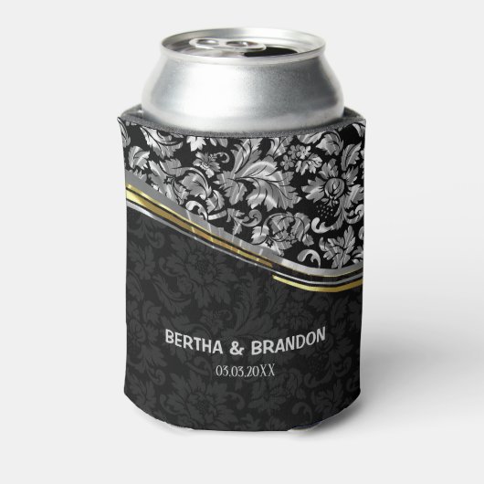 Elegant Black & Silver Damascus Gold-accessoires Blikjeskoeler (Blikje Achterkant)