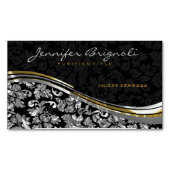 Elegant Black & Silver Damascus Gold-accessoires Magnetisch Visitekaartje (Voorkant)