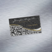 Elegant Black & Silver Damascus Gold-accessoires Magnetisch Visitekaartje (Voorbeeld)