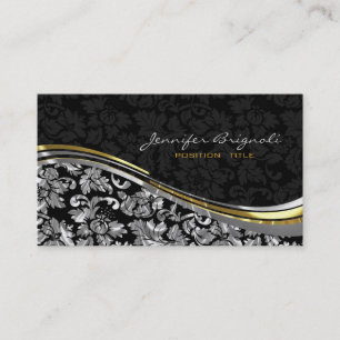 Elegant Black & Silver Damascus Gold-accessoires Visitekaartje