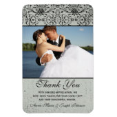 Elegant Black Silver Damask bruiloft bedankt Magneet (Verticaal)