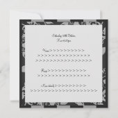 Elegant Black Silver Damask Stripe All Events Kaart (Achterkant)