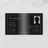 Elegant Black Silver Decor met monogram en foto Visitekaartje (Achterkant)