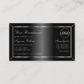 Elegant Black Silver Decor met monogram en Logo Visitekaartje (Achterkant)