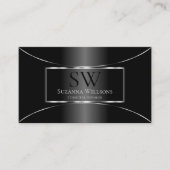 Elegant Black Silver Decor met monogram en Logo Visitekaartje (Voorkant)