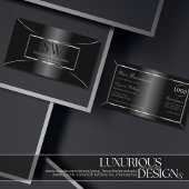 Elegant Black Silver Decor met monogram en Logo Visitekaartje