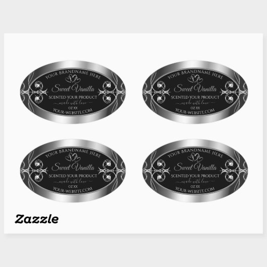 Elegant Black Silver Decor Product Labels Diamonds (Vel)