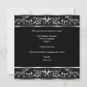 Elegant Black & Silver Floral 50th Birthday Party Kaart (Achterkant)