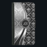 Elegant Black & Silver Floral Damask<br><div class="desc">Zwarte en zilveren tinten glanzend metallisch vocht. Aangepast en optioneel monogram. Verschillende variaties in dit ontwerp, met verschillende posities van de elementen. Niet echt glitter of metaalfinis, maar digitaal afbeelding effect. Als u om het even welke hulp het aanpassen, het veranderen van kleur, of iets anders aan om het even...</div>