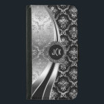 Elegant Black & Silver Floral Damask<br><div class="desc">Zwarte en zilveren tinten glanzend metallisch vocht. Aangepast en optioneel monogram. Verschillende variaties in dit ontwerp, met verschillende posities van de elementen. Niet echt glitter of metaalfinis, maar digitaal afbeelding effect. Als u om het even welke hulp het aanpassen, het veranderen van kleur, of iets anders aan om het even...</div>