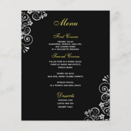 Elegant Black Silver Floral Swirls Weddenschap Men