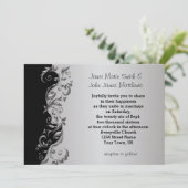 Elegant Black & Silver Floral Wedding Design Kaart (Staand voorkant)