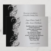 Elegant Black & Silver Floral Wedding Design Kaart (Voorkant / Achterkant)