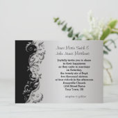 Elegant Black & Silver Floral Wedding Design Kaart (Staand voorkant)