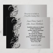 Elegant Black & Silver Floral Wedding Design Kaart (Voorkant / Achterkant)