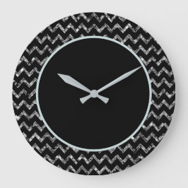 Elegant Black Silver Glam Sparkle Glitter Grote Klok