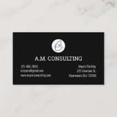 Elegant Black Silver Glitter Agate Geode Monogram Visitekaartje (Achterkant)