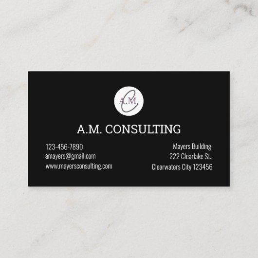 Elegant Black Silver Glitter Agate Geode Monogram Visitekaartje (Achterkant)