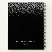 Elegant Black Silver Glitter Artist Sketchbook Notitieboek (Achterkant)