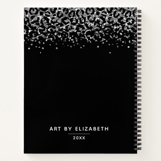 Elegant Black Silver Glitter Artist Sketchbook Notitieboek (Achterkant)